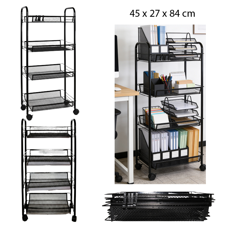 ESTANTERIA DE MALLA CON ESTRUCTURA DE HIERRO DE 4 NIVELES