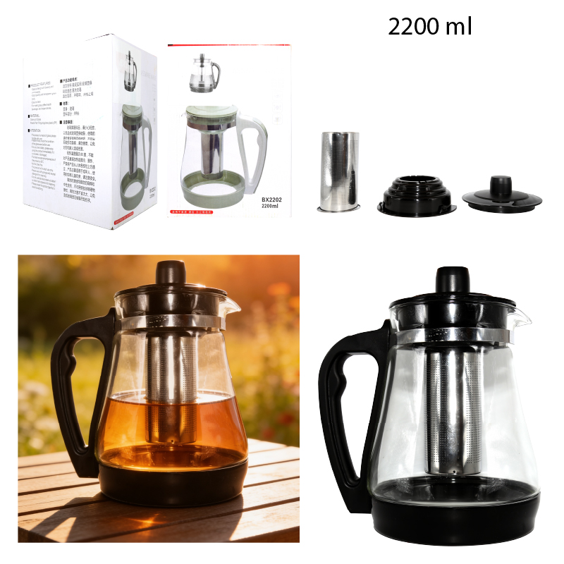 TETERA DE VIDRIO Y PLÁSTICO CON INFUSOR