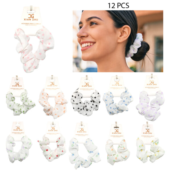 COLLET BLANCO CON DISEÑO PARA EL CABELLO - 12 PCS