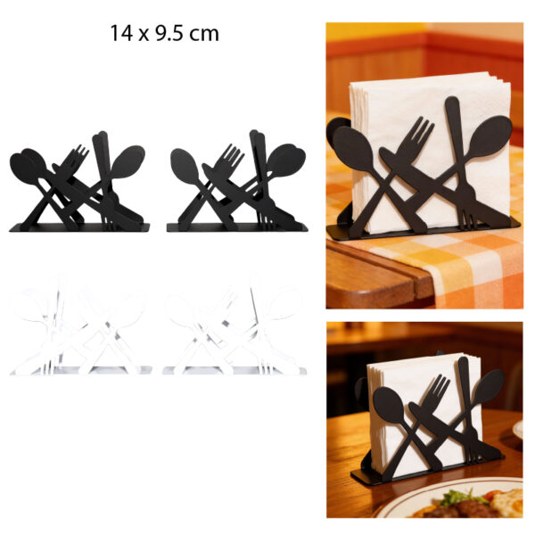 PORTA SERVILLETAS METÁLICO DISEÑO DE CUBIERTOS