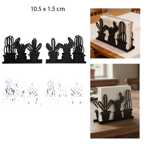 PORTA SERVILLETAS METÁLICO DISEÑO DE CACTUS
