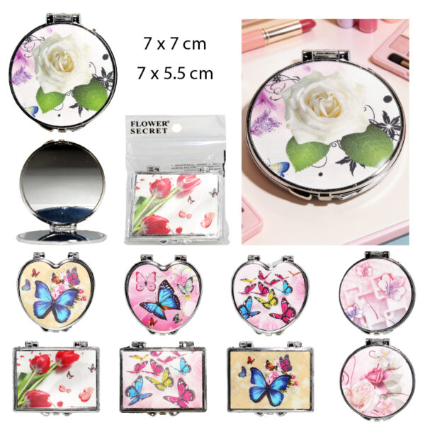 ESPEJO DISEÑO FLORES, CORAZONES Y MARIPOSAS