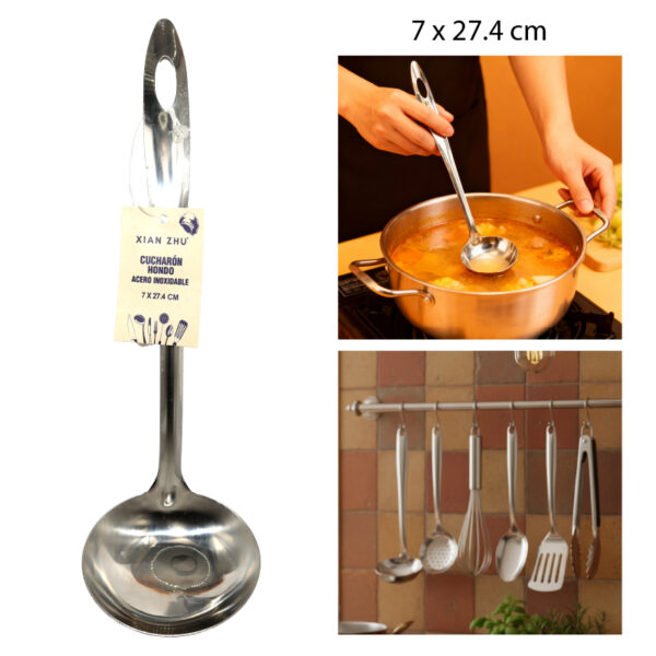 CUCHARÓN HONDO ACERO INOXIDABLE - 31.5 X 8 CM