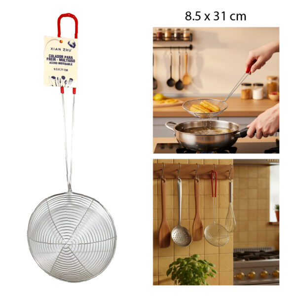 COLADOR PARA FREIR MULTIUSO ACERO INOXIDABLE - 31 X 9.5 CM