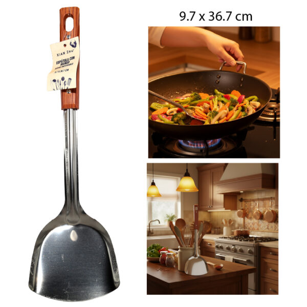 ESPÁTULA CON MANGO ACERO INOXIDABLE - 36.7 X 9.7