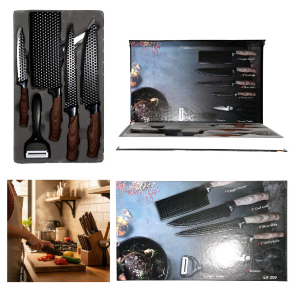 SET DE UTENSILIOS MANGO GRUESO NEGRO - 6 PIEZAS