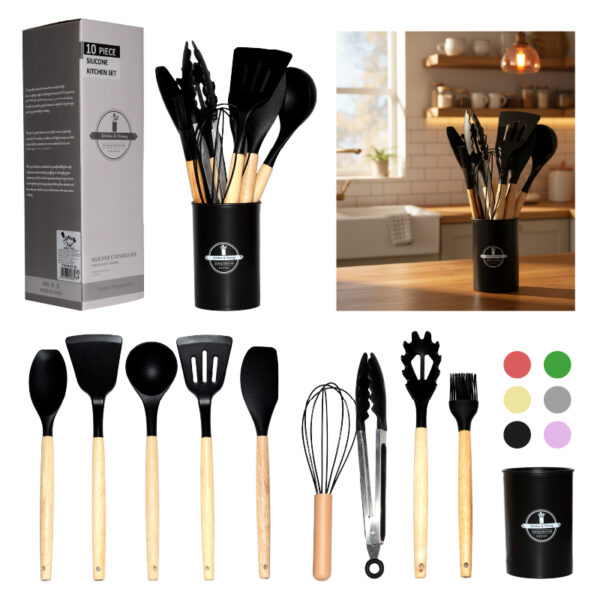 SET DE UTENSILIOS SILICONA - 10 PIEZAS