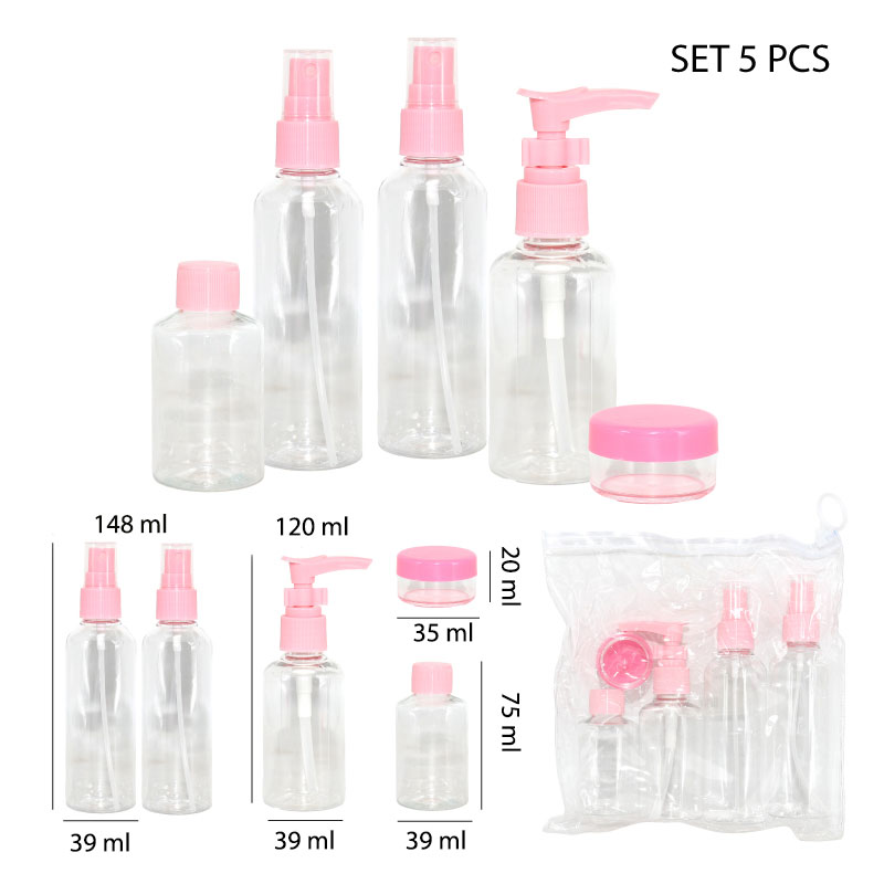 SET DE 5 FRASCOS PARA USO COSMÉTICO