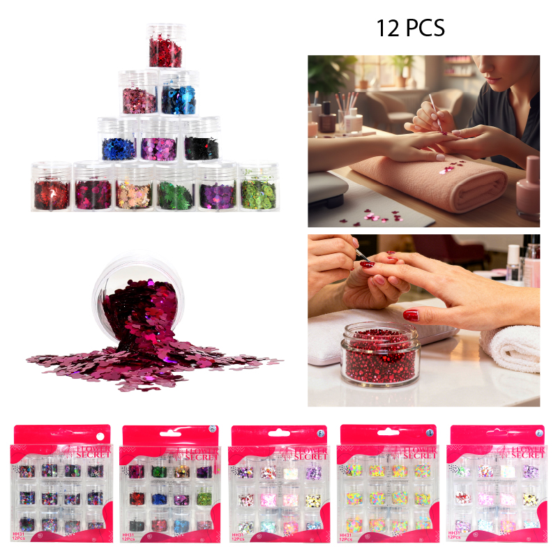 SET DECORACION DE UÑAS CONFETIS COLORES