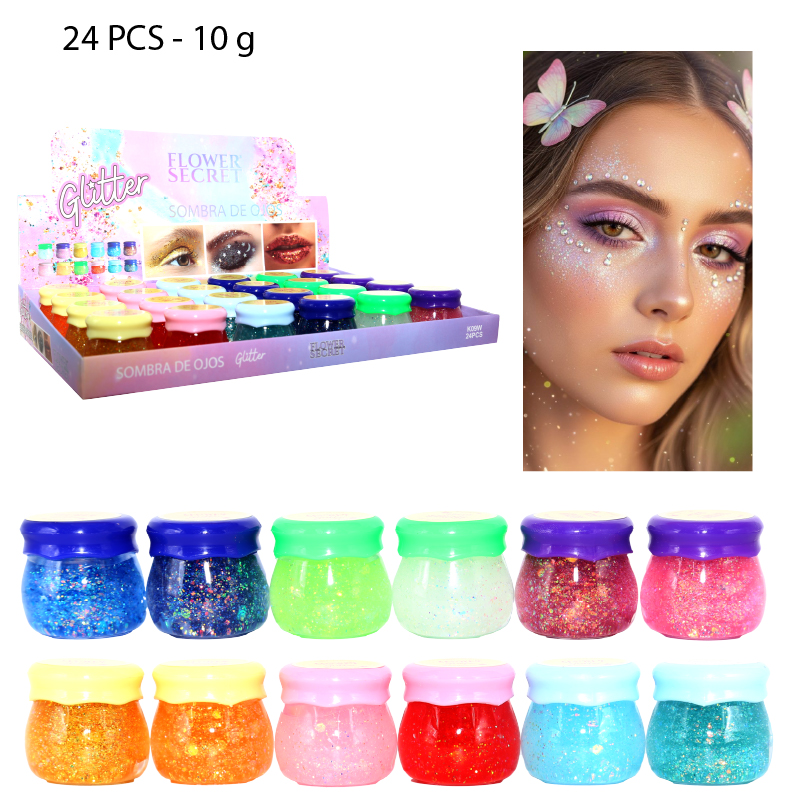 SOMBRA DE OJOS GLITTER 6 COLORES - 10 G