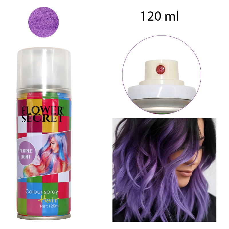 SPRAY Y TINTE PARA CABELLO DESECHABLE TEMPORAL COLOR LILA - 120 ML