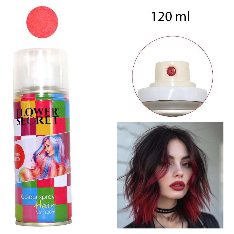 SPRAY Y TINTE PARA CABELLO DESECHABLE TEMPORAL COLOR ROJO INTENSO - 120 ML
