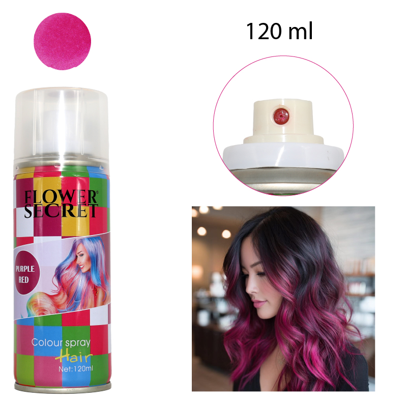 SPRAY Y TINTE PARA CABELLO DESECHABLE TEMPORAL COLOR PÚRPURA  - 120 ML