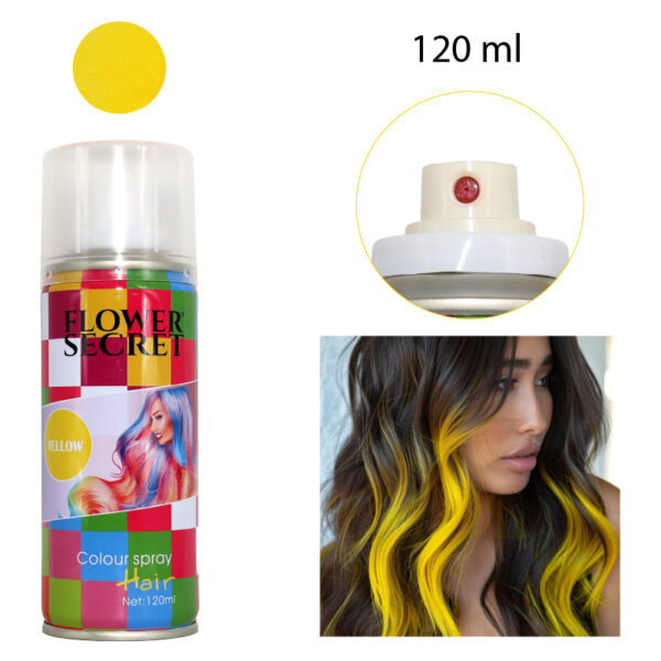 SPRAY Y TINTE PARA CABELLO DESECHABLE TEMPORAL COLOR AMARILLO  - 120 ML