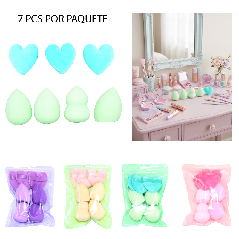 SET DE 7 ESPONJAS DE MAQUILLAJE