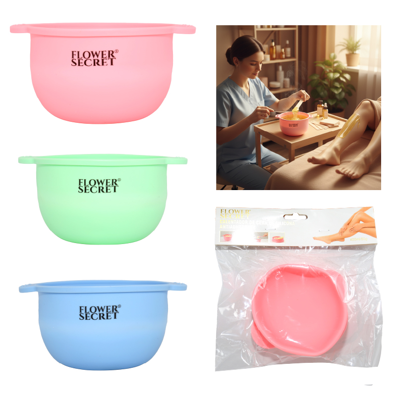 CALENTADOR DE CERA DE SILICONA ANTIADHERENTE TRES COLORES - 400 ML / 50 G