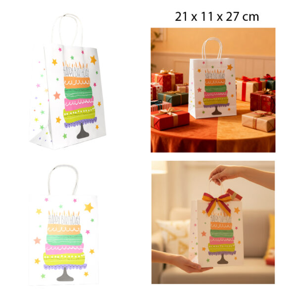 BOLSA DE MANO DISEÑO CUMPLEAÑOS - 21 X 11 X 27 CM