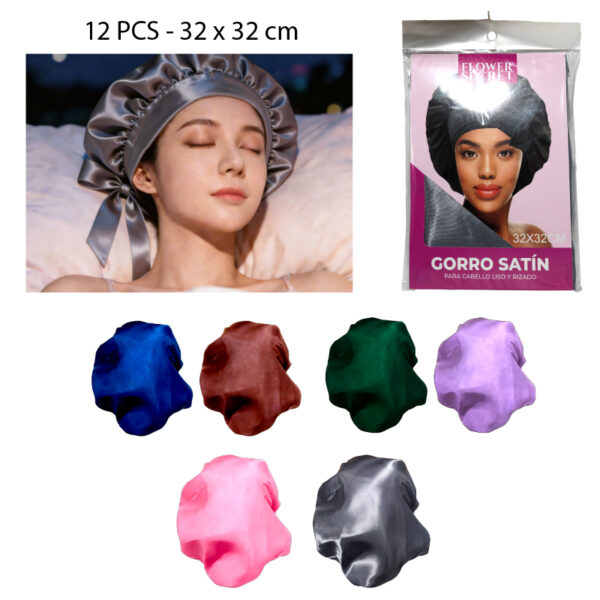GORRO DE SATIN CON CINTA - 32 X 32 CM