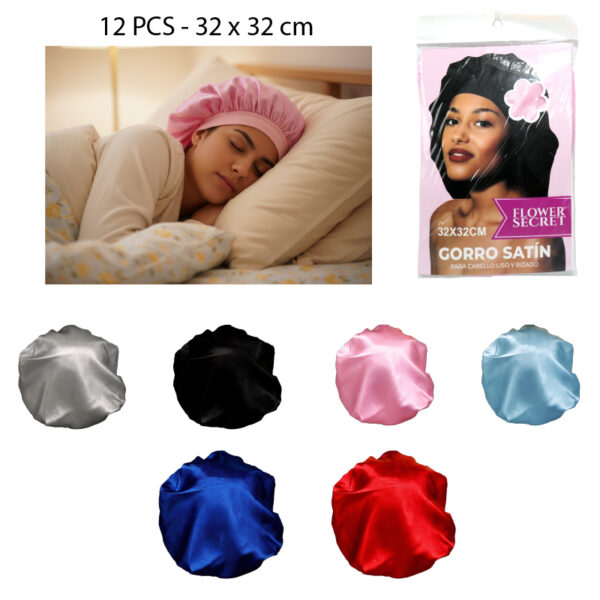GORRO DE SATIN COLOR SÓLIDO - 32 X 32 CM