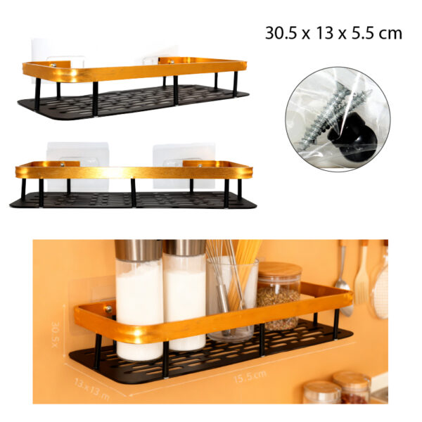 ESTANTE RECTANGULAR NEGRO DORADO UNA CAPA