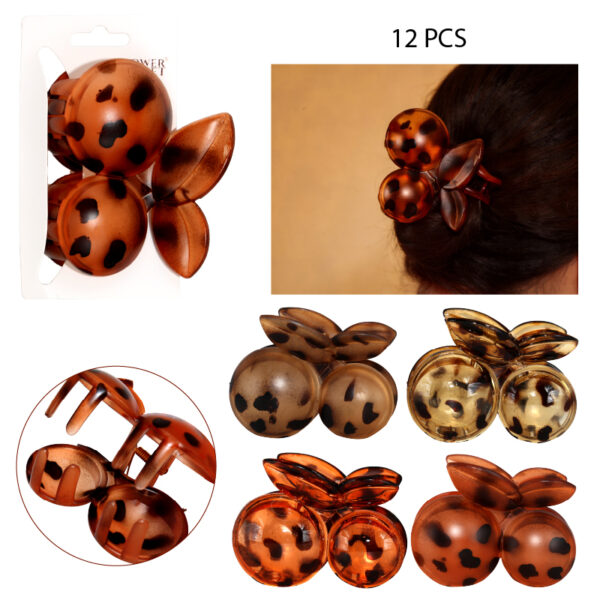 PINZAS PARA EL CABELLO DISEÑO CEREZA LEOPARDO