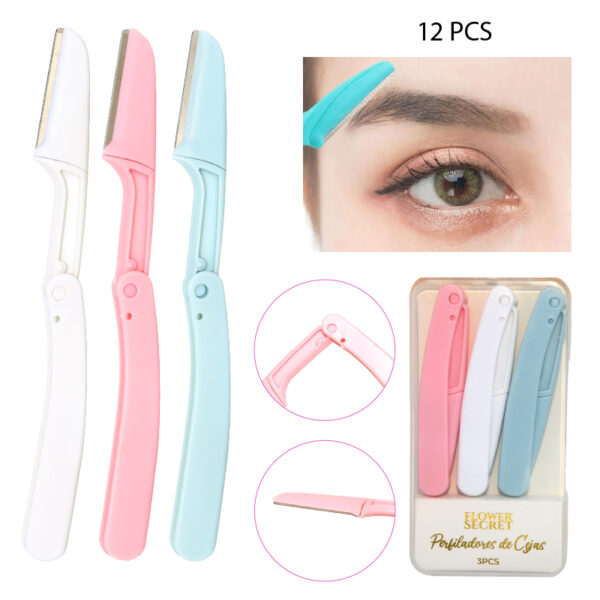 RASURADOR DE CEJAS PLEGABLE 3 PIEZAS - 12 PCS