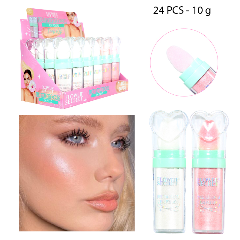 ILUMINADOR EN POLVO DISEÑO TAPA DE CORAZÓN - 24 PCS