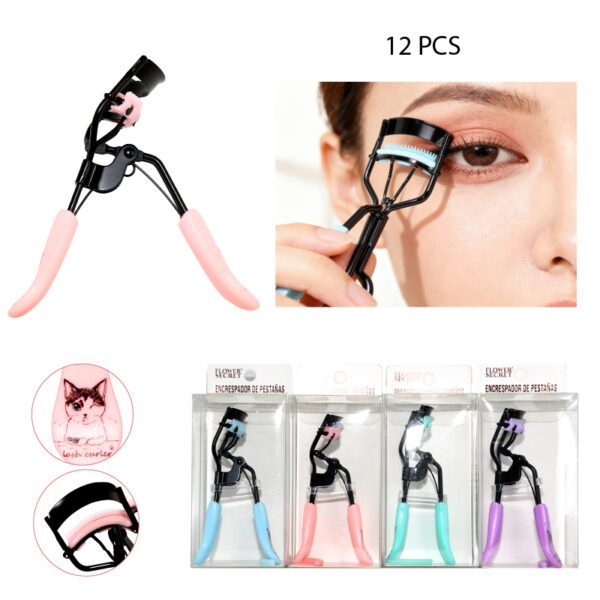 ENCRESPADOR DE PESTAÑAS CON PEINE DISEÑO CABEZA DE GATO - 12 PCS
