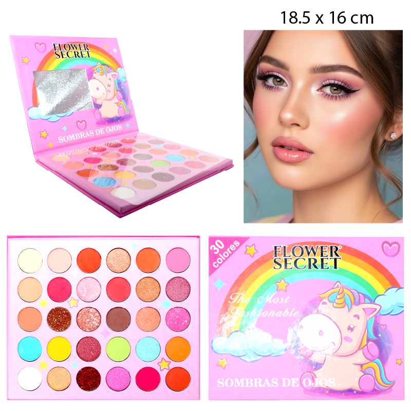 SOMBRA DE OJOS 30 COLORES CAJA DISEÑO UNICORNIO