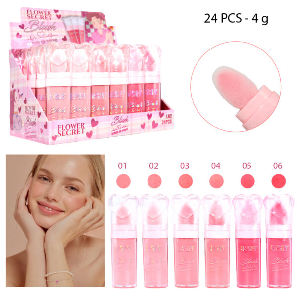 RUBOR EN POLVO 6 TONOS TAPA DISEÑO CORAZÓN - 24 PCS