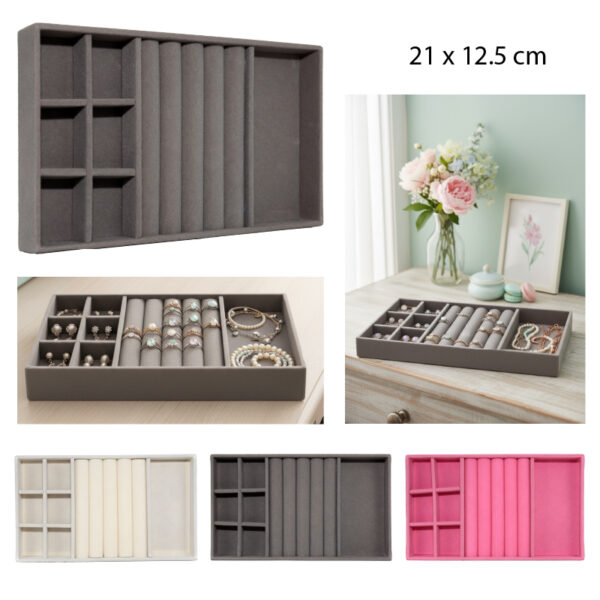 CAJA ORGANIZADORA PARA JOYAS 3 EN 1 - 21 X 12.5 CM