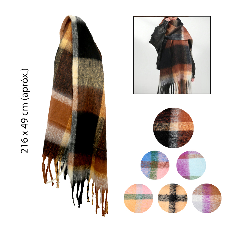 BUFANDA DE INVIERNO CON DISEÑO A CUADROS