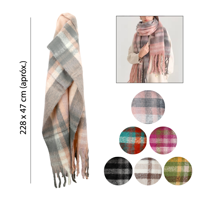 BUFANDA DE INVIERNO CON DISEÑO A CUADROS