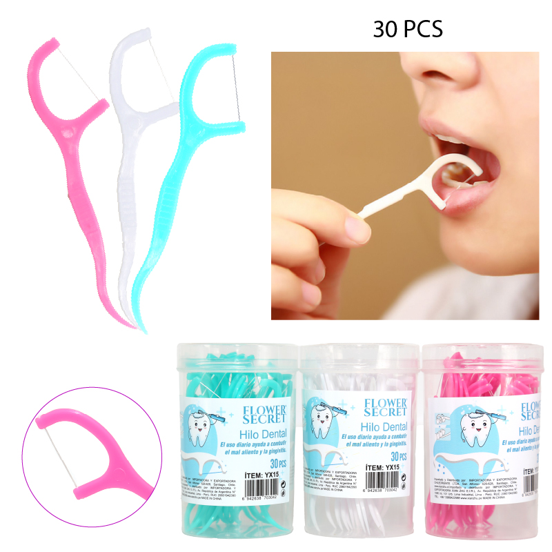 SET DE 30 GANCHOS DE HILO DENTAL CAJA CORAZÓN
