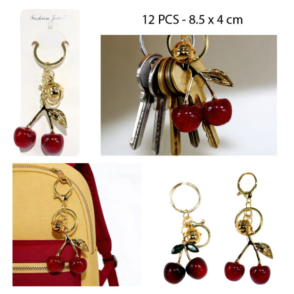 LLAVERO CEREZA 2 DISEÑOS - 8.5 X 4 CM